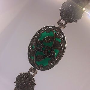 Vintage Silver Marcasite & Stone Bracelet